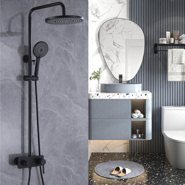 RBROHANT Wall Mounted Pressure Balanced Two Handle Bathroom Complete ...